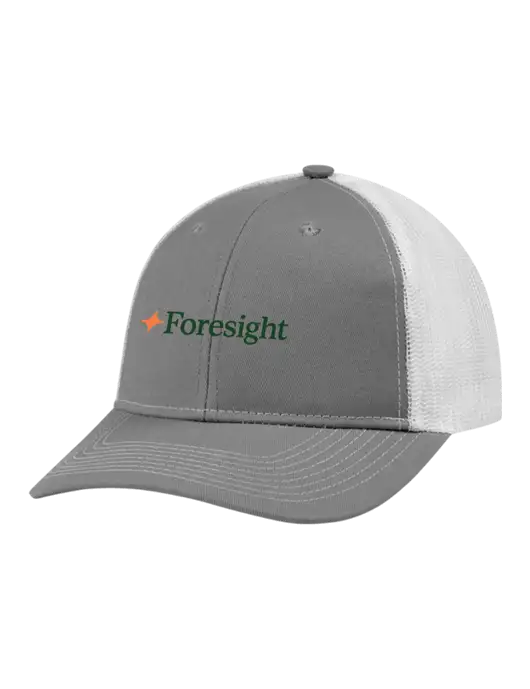 Snapback Ponytail Trucker Cap Light Medium Heather Grey w/White Mesh w/Foresight Logo