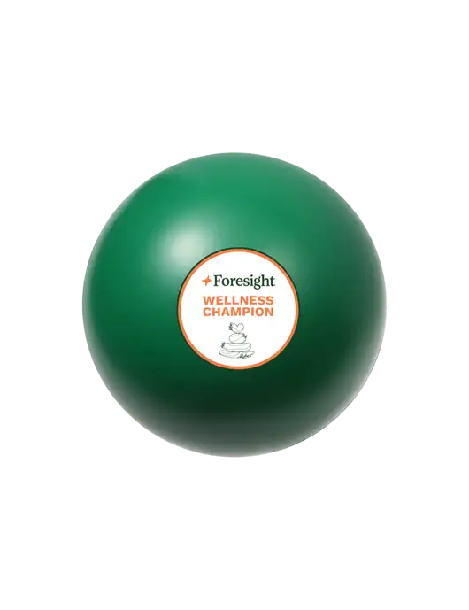Medium Dark Green Stress Reliever Ball w/Foresight Wellness Design Logo
