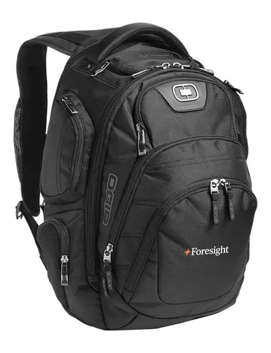 OGIO Black Stratagem Laptop Backpack w/Foresight Logo