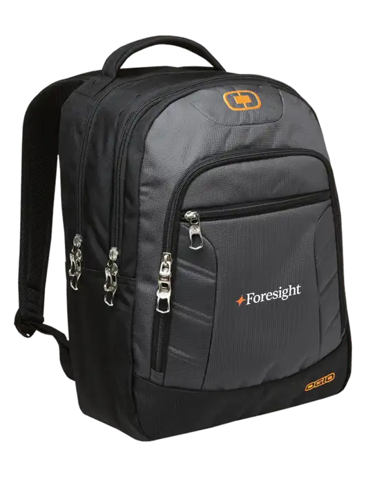 OGIO Dark Grey/Orange Colton Laptop Backpack
 w/Foresight Logo