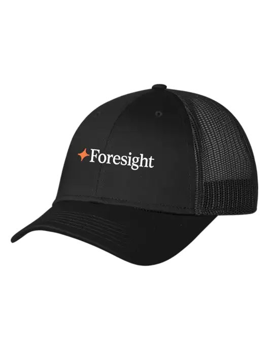 Black Mesh Trucker Cap Snap Back w/Foresight Logo