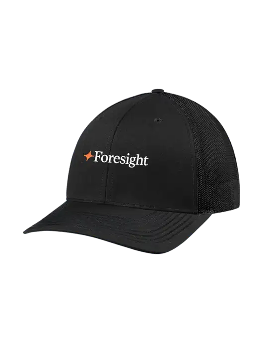 Richardson Adjustable Snapback Original 112 Trucker Cap Black w/Black Mesh w/Foresight Logo