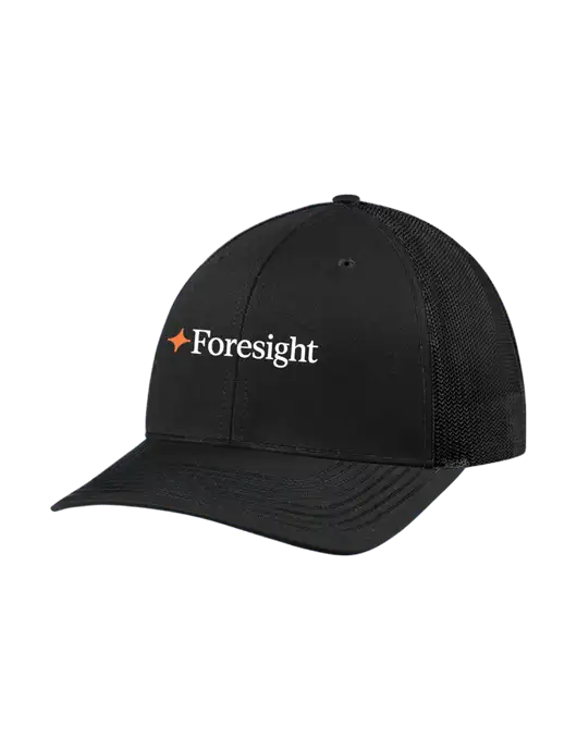 Richardson Adjustable Snapback Original 112 Trucker Cap Black w/Black Mesh w/Foresight Logo