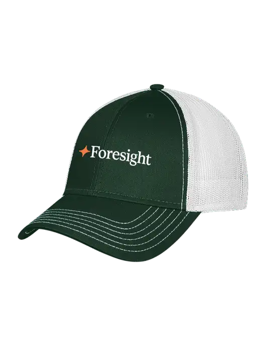 Dark Green/White Mesh Trucker Cap Snap Back w/Foresight Logo