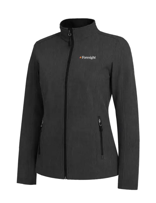 Black Charcoal Heather Womens Core Soft Shell Jacket w/Foresight Logo
