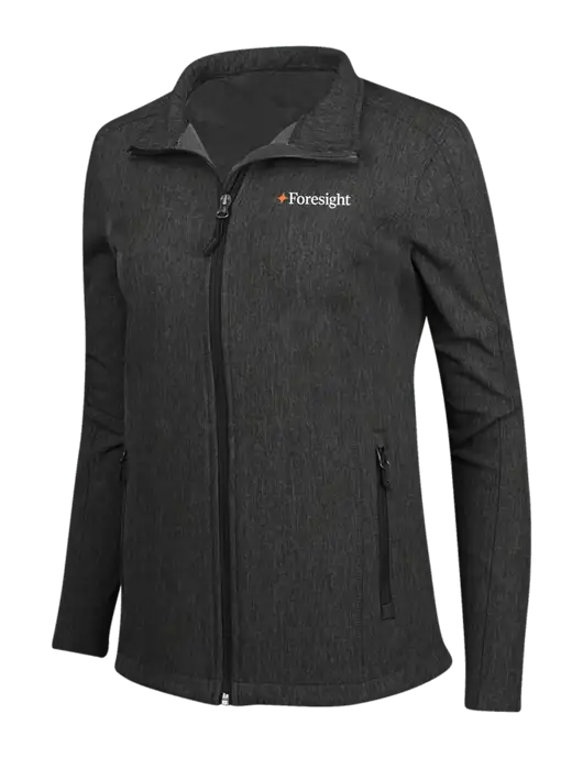 Black Charcoal Heather Womens Core Soft Shell Jacket w/Foresight Logo