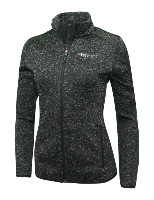 Black Heather Womens Sweater Fleece Jacket w/Foresight Logo