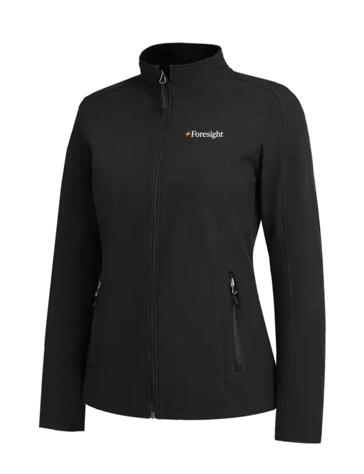 Black Womens Core Soft Shell Jacket w/Foresight Logo