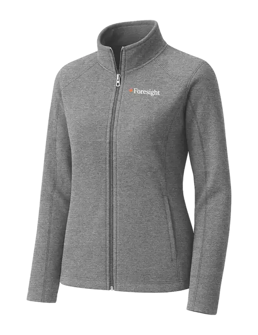 Medium Grey Womens Heather Microfleece Full-Zip Jacket w/Foresight Logo