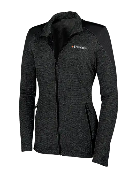 Womens Black Grid Fleece Jacket w/Foresight Logo